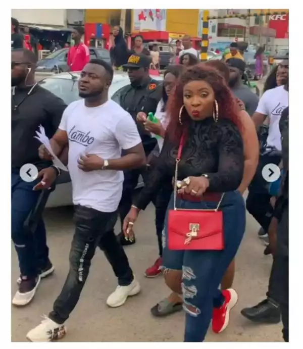 BBNaija: Anita Joseph and MC Galaxy storm the streets of Ikeja to campaign for Mercy